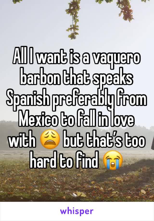 All I want is a vaquero barbon that speaks Spanish preferably from Mexico to fall in love with 😩 but that’s too hard to find 😭