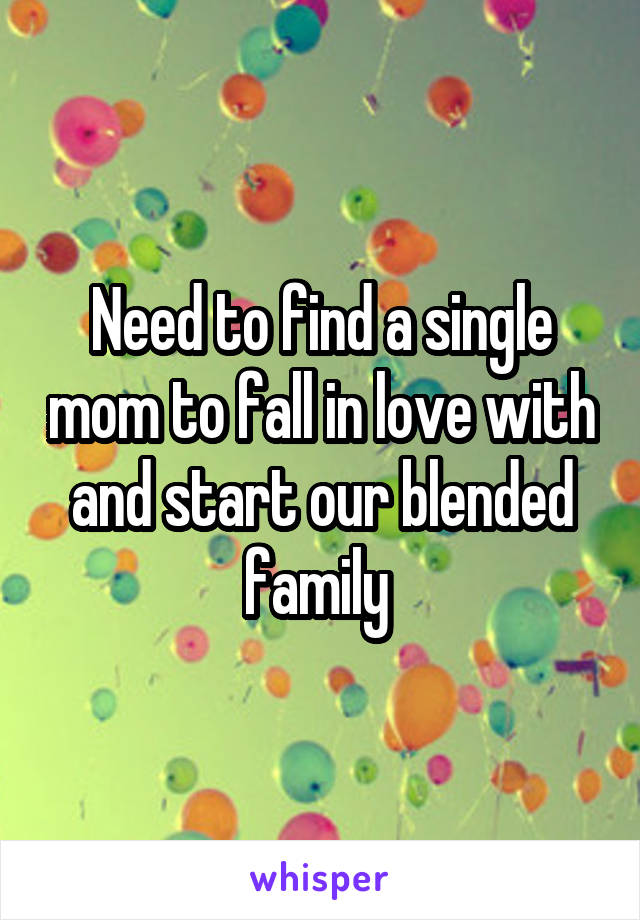 Need to find a single mom to fall in love with and start our blended family 