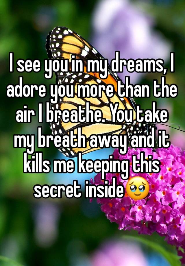 I see you in my dreams, I adore you more than the air I breathe. You take my breath away and it kills me keeping this secret inside🥹