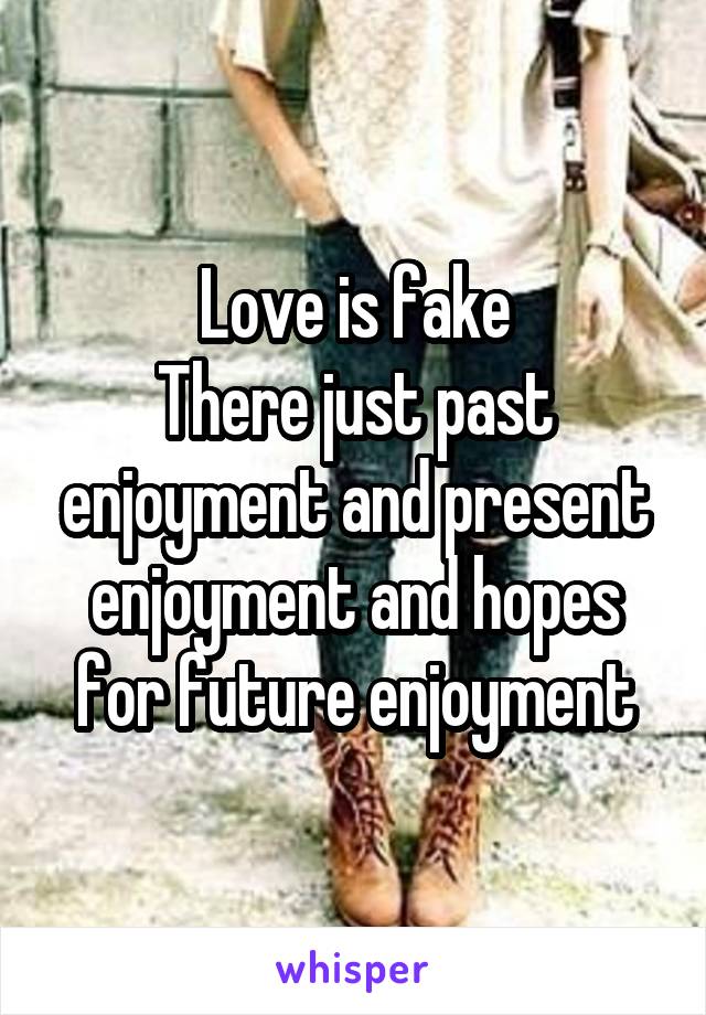 Love is fake
There just past enjoyment and present enjoyment and hopes for future enjoyment