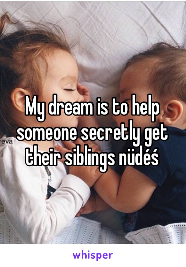 My dream is to help someone secretly get their siblings nüdéś