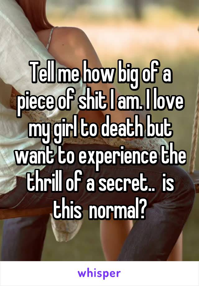 Tell me how big of a piece of shit I am. I love my girl to death but want to experience the thrill of a secret..  is this  normal?