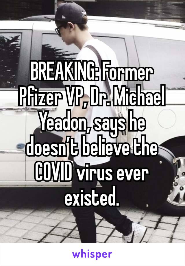 BREAKING: Former Pfizer VP, Dr. Michael Yeadon, says he doesn’t believe the COVID virus ever existed.