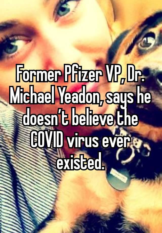 Former Pfizer VP, Dr. Michael Yeadon, says he doesn’t believe the COVID virus ever existed.