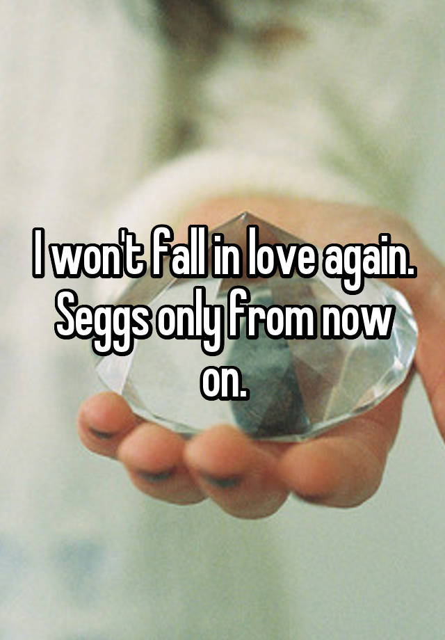 I won't fall in love again. Seggs only from now on.