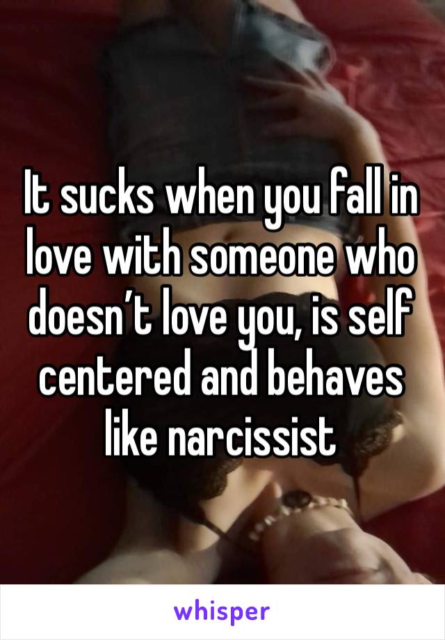 It sucks when you fall in love with someone who doesn’t love you, is self centered and behaves like narcissist 