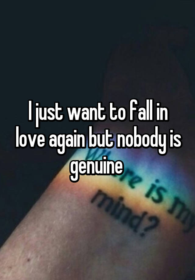 I just want to fall in love again but nobody is genuine 