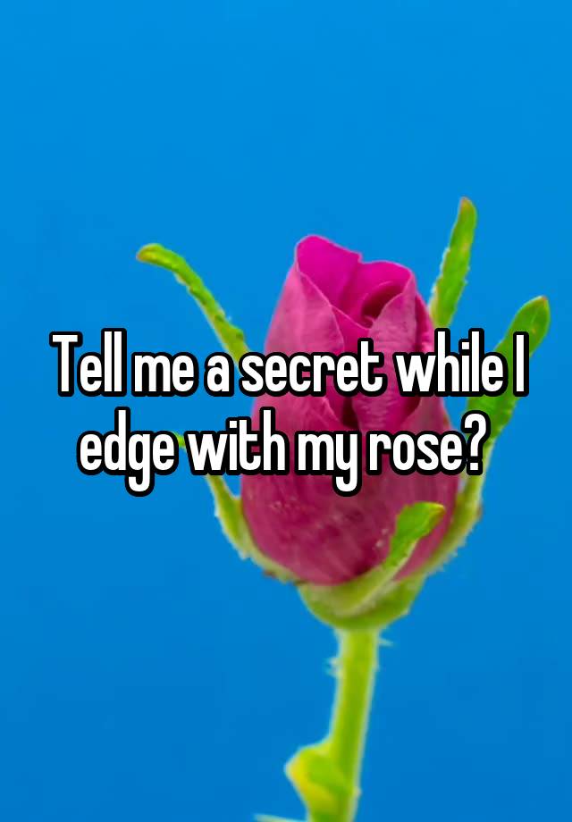 Tell me a secret while I edge with my rose? 