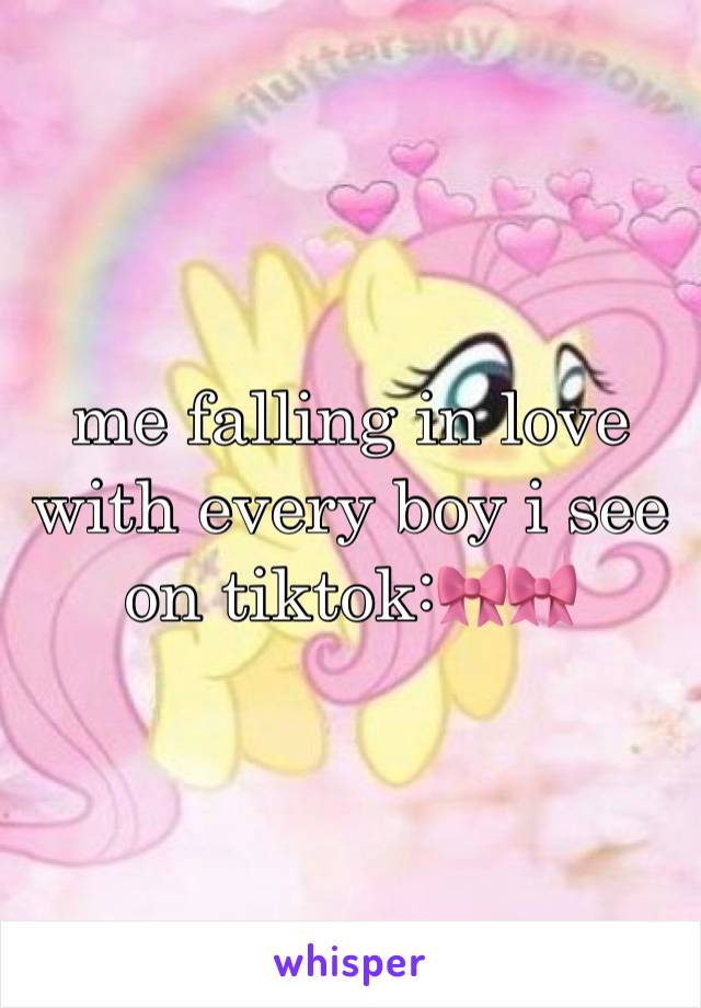 me falling in love with every boy i see on tiktok:🎀🎀