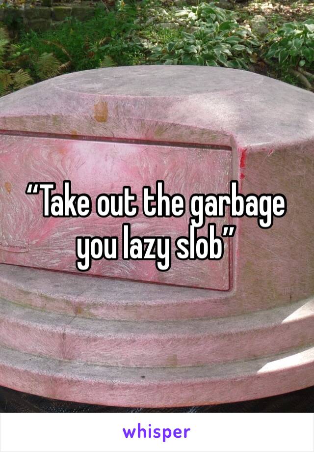 “Take out the garbage you lazy slob”