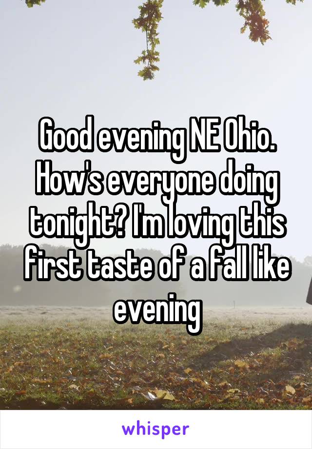 Good evening NE Ohio. How's everyone doing tonight? I'm loving this first taste of a fall like evening