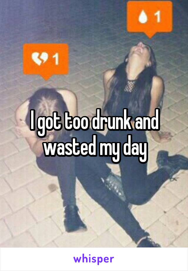 I got too drunk and wasted my day