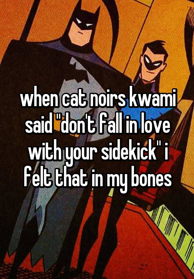 when cat noirs kwami said "don't fall in love with your sidekick" i felt that in my bones