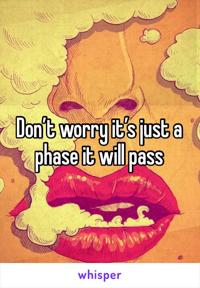 Don’t worry it’s just a phase it will pass 