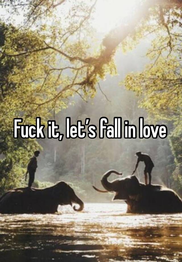 Fuck it, let’s fall in love 