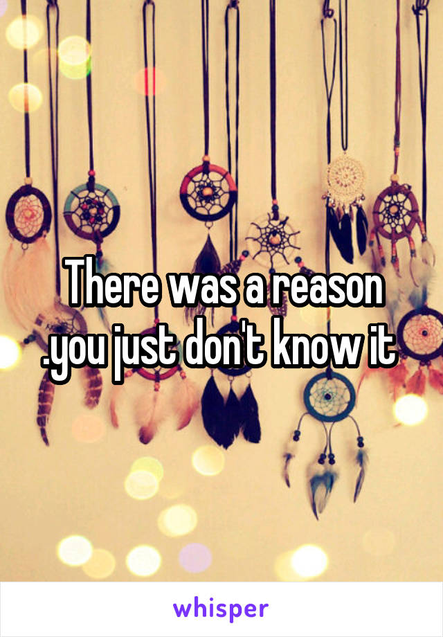 There was a reason
.you just don't know it 