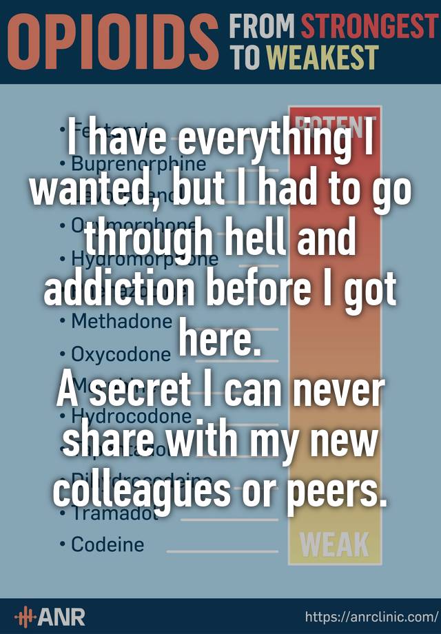 I have everything I wanted, but I had to go through hell and addiction before I got here.
A secret I can never share with my new colleagues or peers.