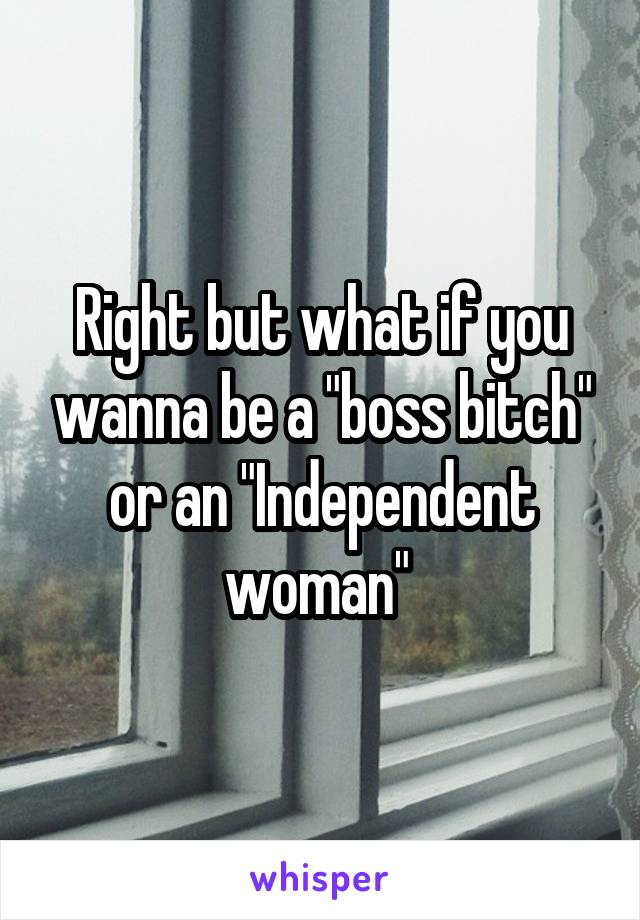 Right but what if you wanna be a "boss bitch" or an "Independent woman" 