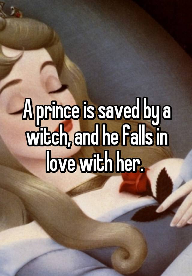 A prince is saved by a witch, and he falls in love with her. 