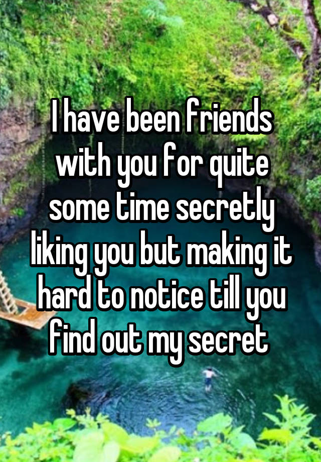 I have been friends with you for quite some time secretly liking you but making it hard to notice till you find out my secret 