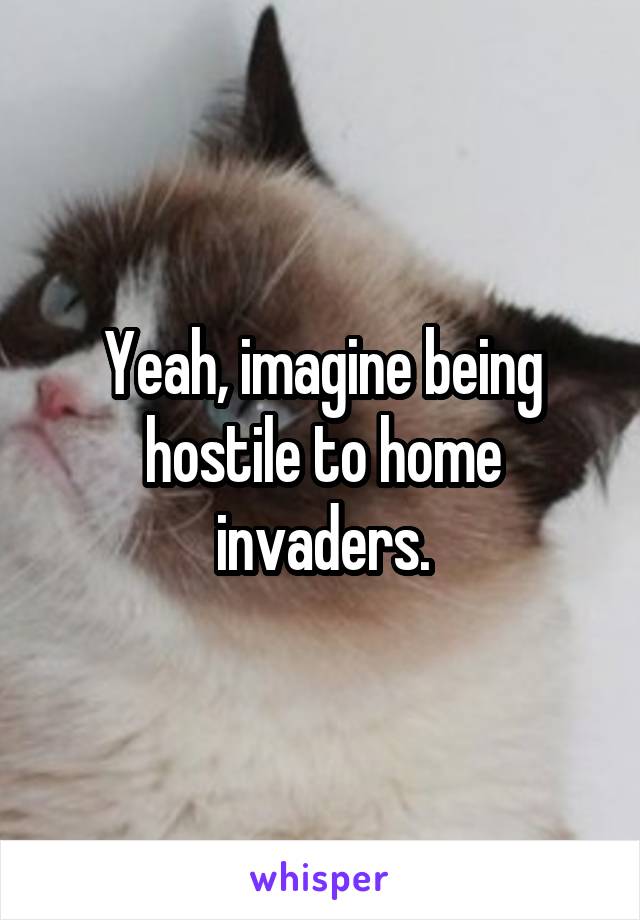 Yeah, imagine being hostile to home invaders.