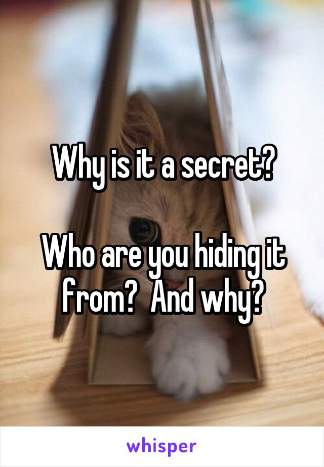 Why is it a secret?

Who are you hiding it from?  And why?