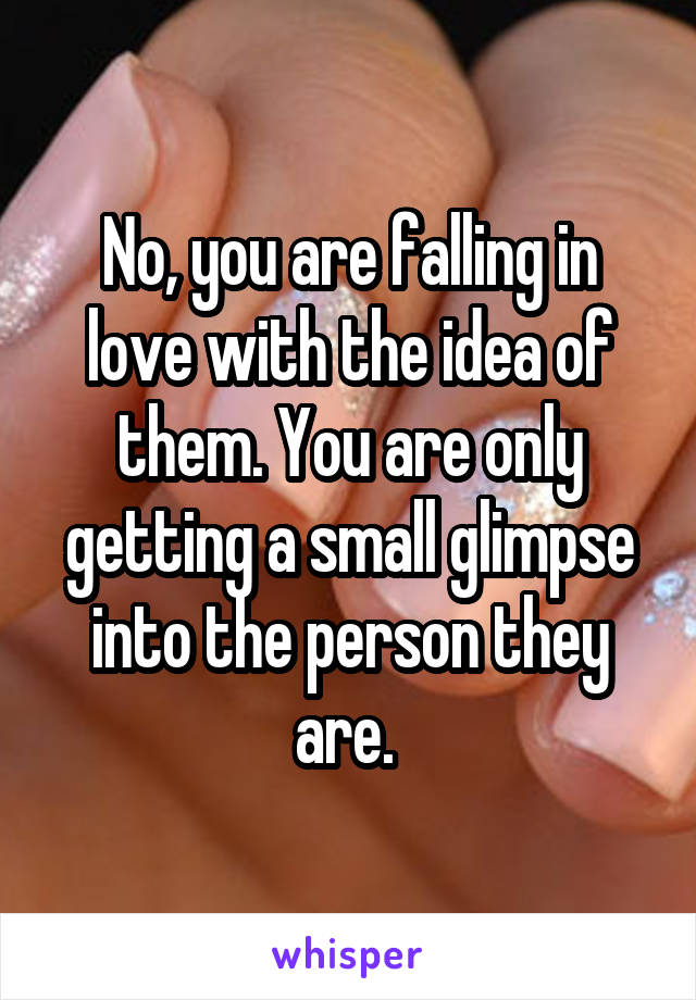 No, you are falling in love with the idea of them. You are only getting a small glimpse into the person they are. 