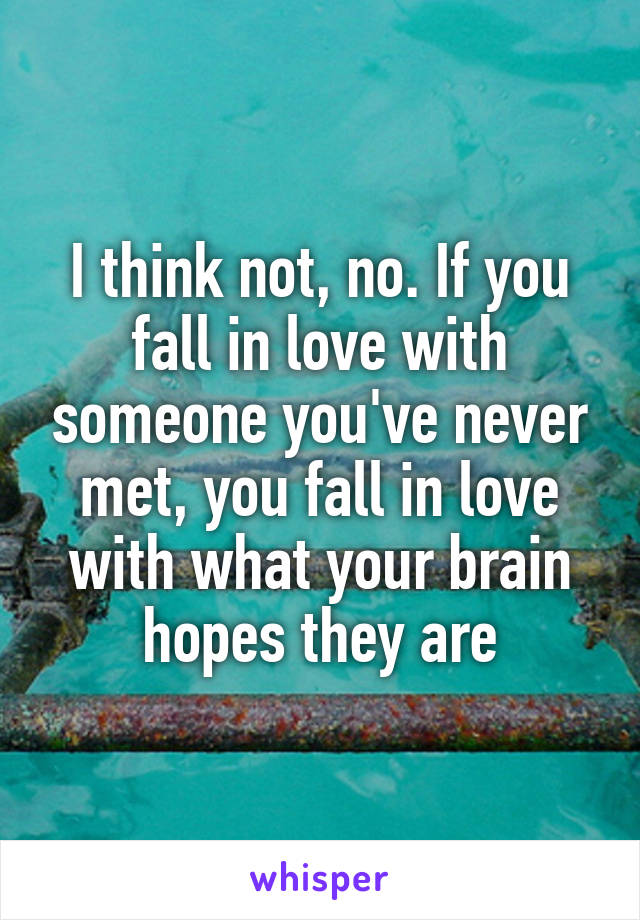 I think not, no. If you fall in love with someone you've never met, you fall in love with what your brain hopes they are