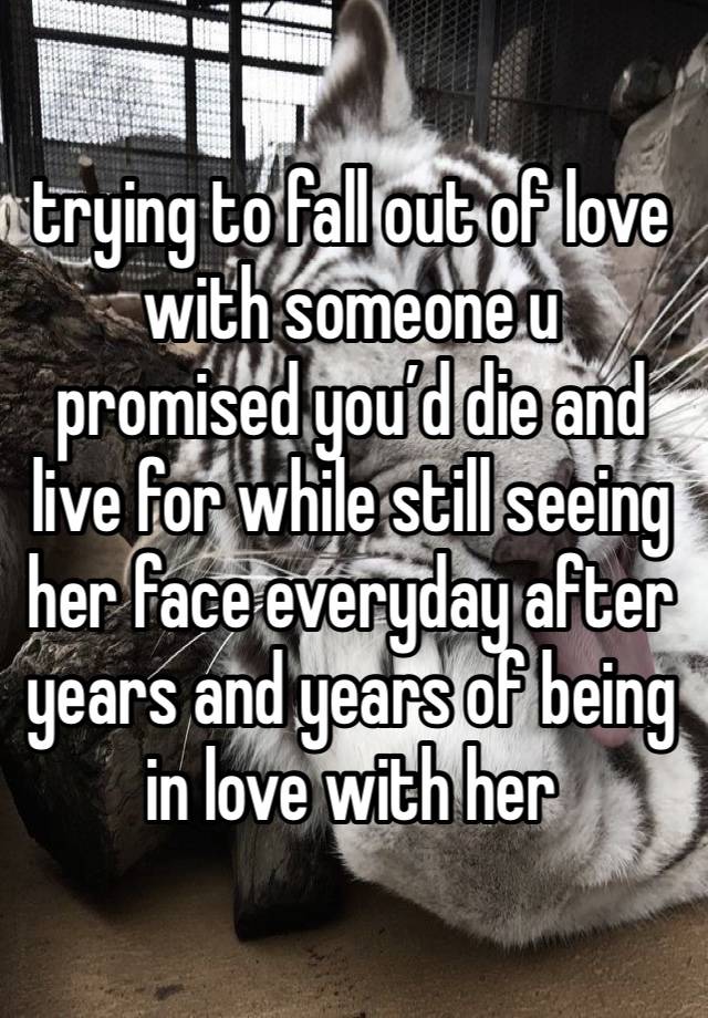 trying to fall out of love with someone u promised you’d die and live for while still seeing her face everyday after years and years of being in love with her 