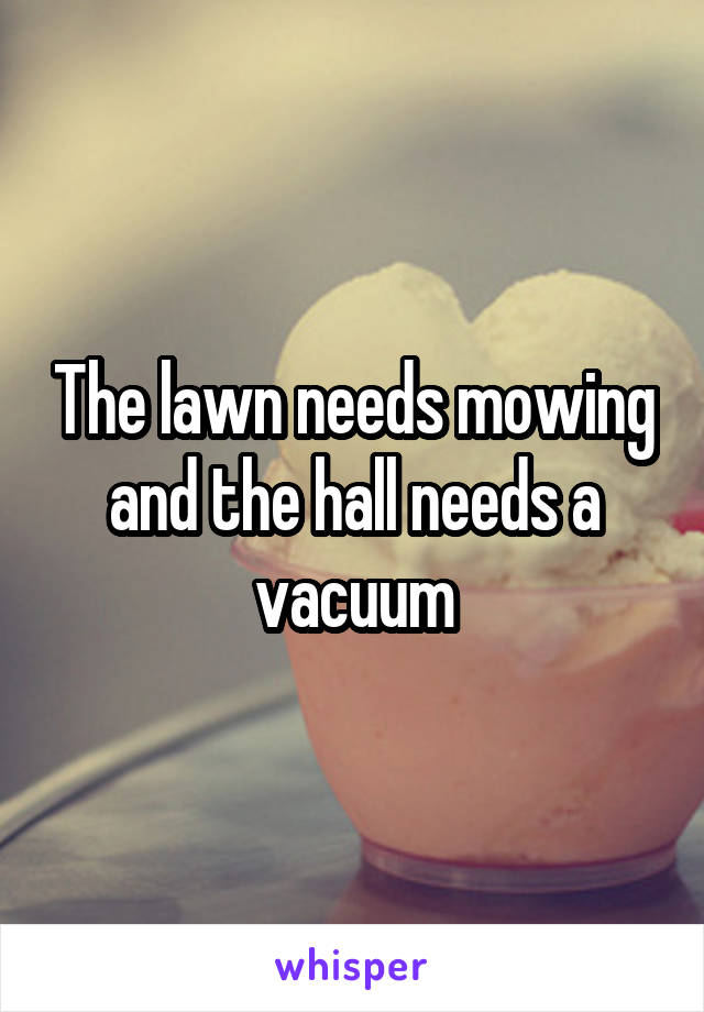 The lawn needs mowing and the hall needs a vacuum