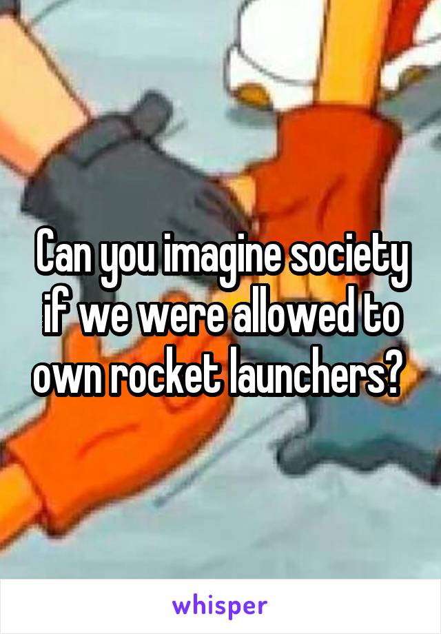 Can you imagine society if we were allowed to own rocket launchers? 