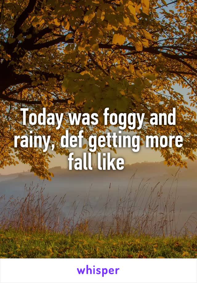 Today was foggy and rainy, def getting more fall like 