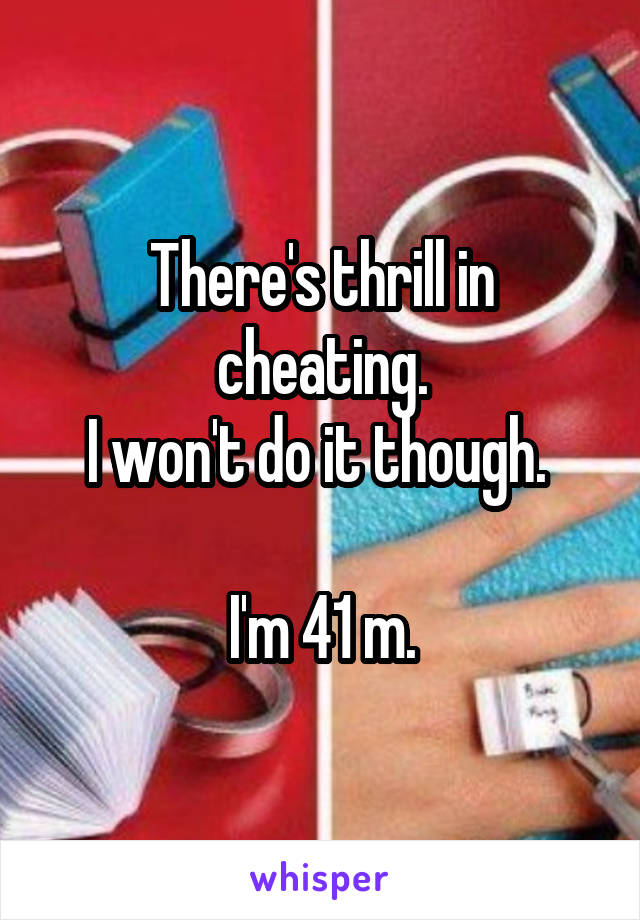 There's thrill in cheating.
I won't do it though. 

I'm 41 m.