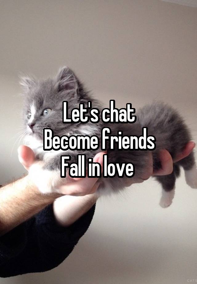 Let's chat
Become friends
Fall in love 