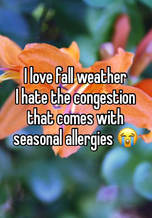 I love fall weather 
I hate the congestion that comes with seasonal allergies 😭