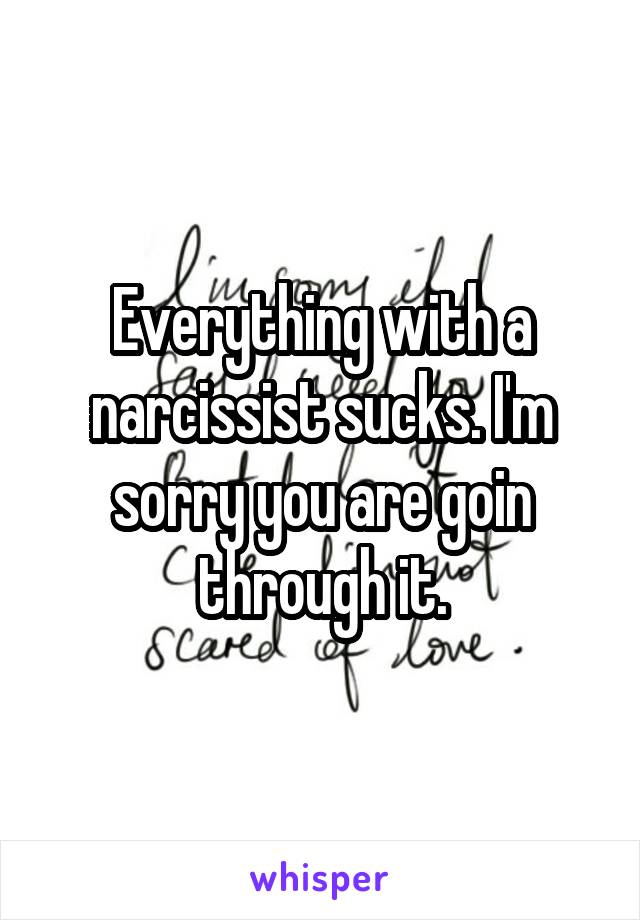 Everything with a narcissist sucks. I'm sorry you are goin through it.