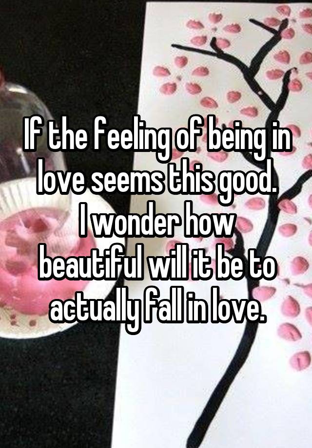 If the feeling of being in love seems this good.
I wonder how beautiful will it be to actually fall in love.