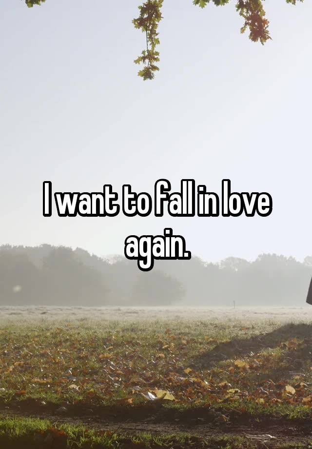 I want to fall in love again.