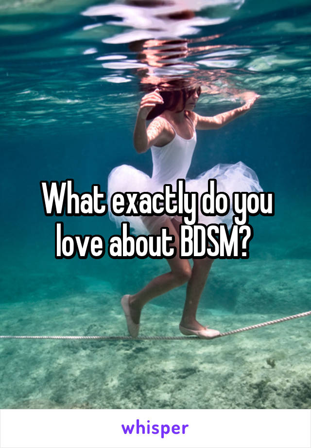 What exactly do you love about BDSM? 