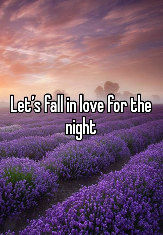 Let’s fall in love for the night