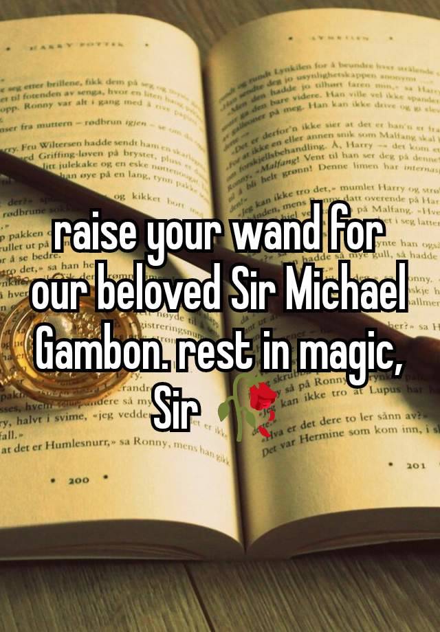 raise your wand for our beloved Sir Michael Gambon. rest in magic, Sir 🥀