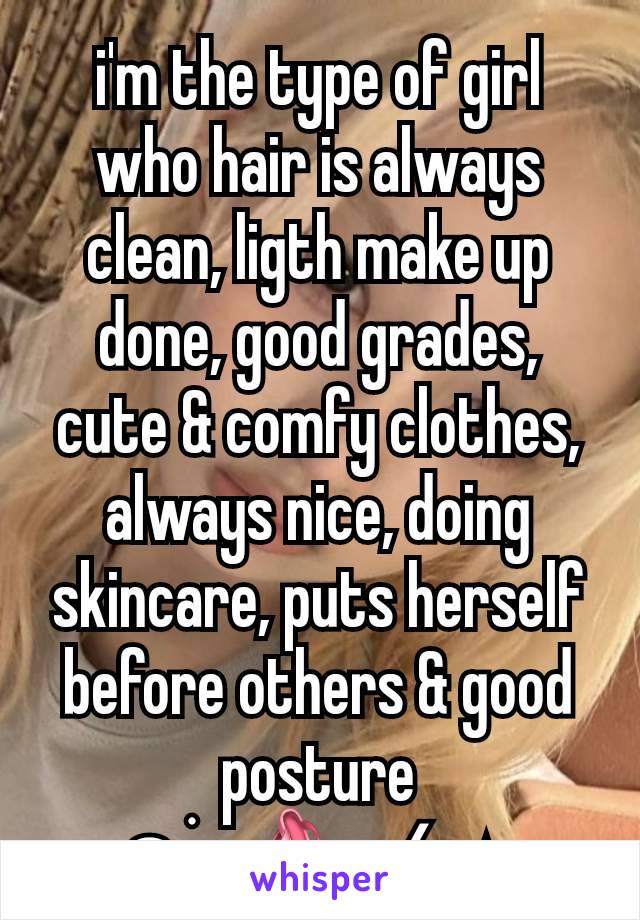 i'm the type of girl who hair is always clean, ligth make up done, good grades, cute & comfy clothes, always nice, doing skincare, puts herself before others & good posture
𖦹 ׂ 𓈒 🩰 ／ ⋆ ۪