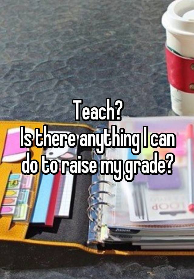 Teach?
Is there anything I can do to raise my grade?