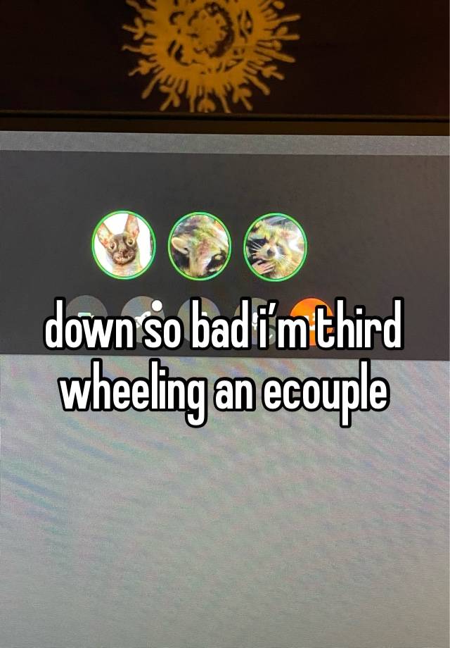 down so bad i’m third wheeling an ecouple 
