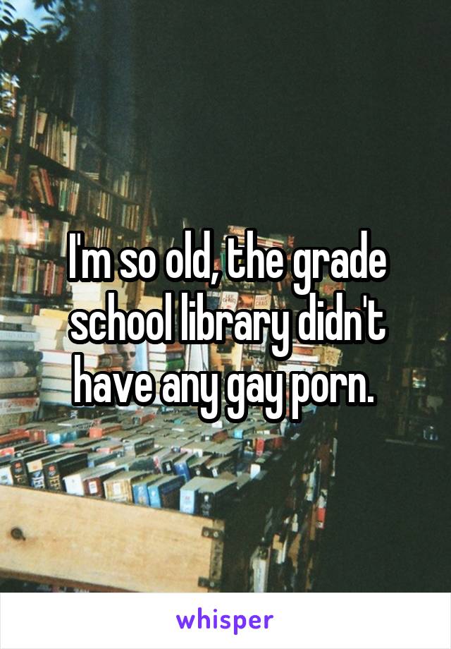 I'm so old, the grade school library didn't have any gay porn. 