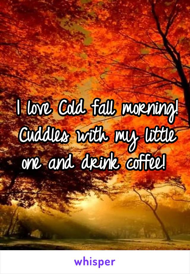 I love Cold fall morning! Cuddles with my little one and drink coffee! 