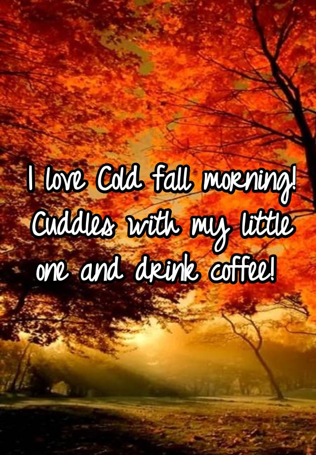 I love Cold fall morning! Cuddles with my little one and drink coffee! 