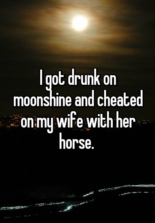 I got drunk on moonshine and cheated on my wife with her horse. 