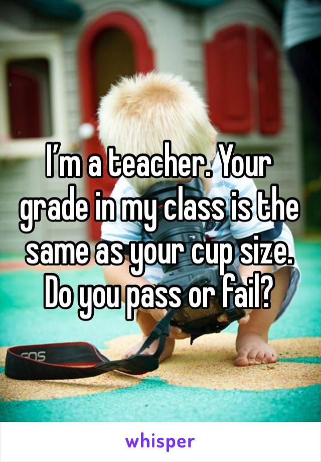 I’m a teacher. Your grade in my class is the same as your cup size. Do you pass or fail?