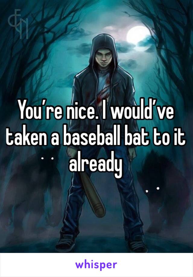 You’re nice. I would’ve taken a baseball bat to it already